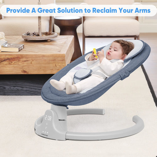 Baby Swing for Infants - APP Remote Bluetooth Control, 5 Speed Settings, 10 Lullabies, USB Plug (Blue)