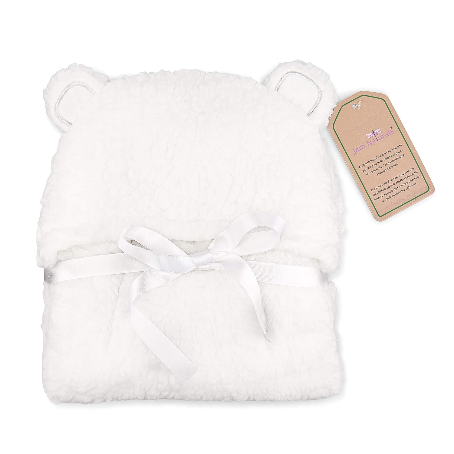 Snuggle Your Little One in Style with Our Cute Bear Organic Newborn Swaddle Wrap - Soft, Gender Neutral Baby Blanket in White (3-6M)