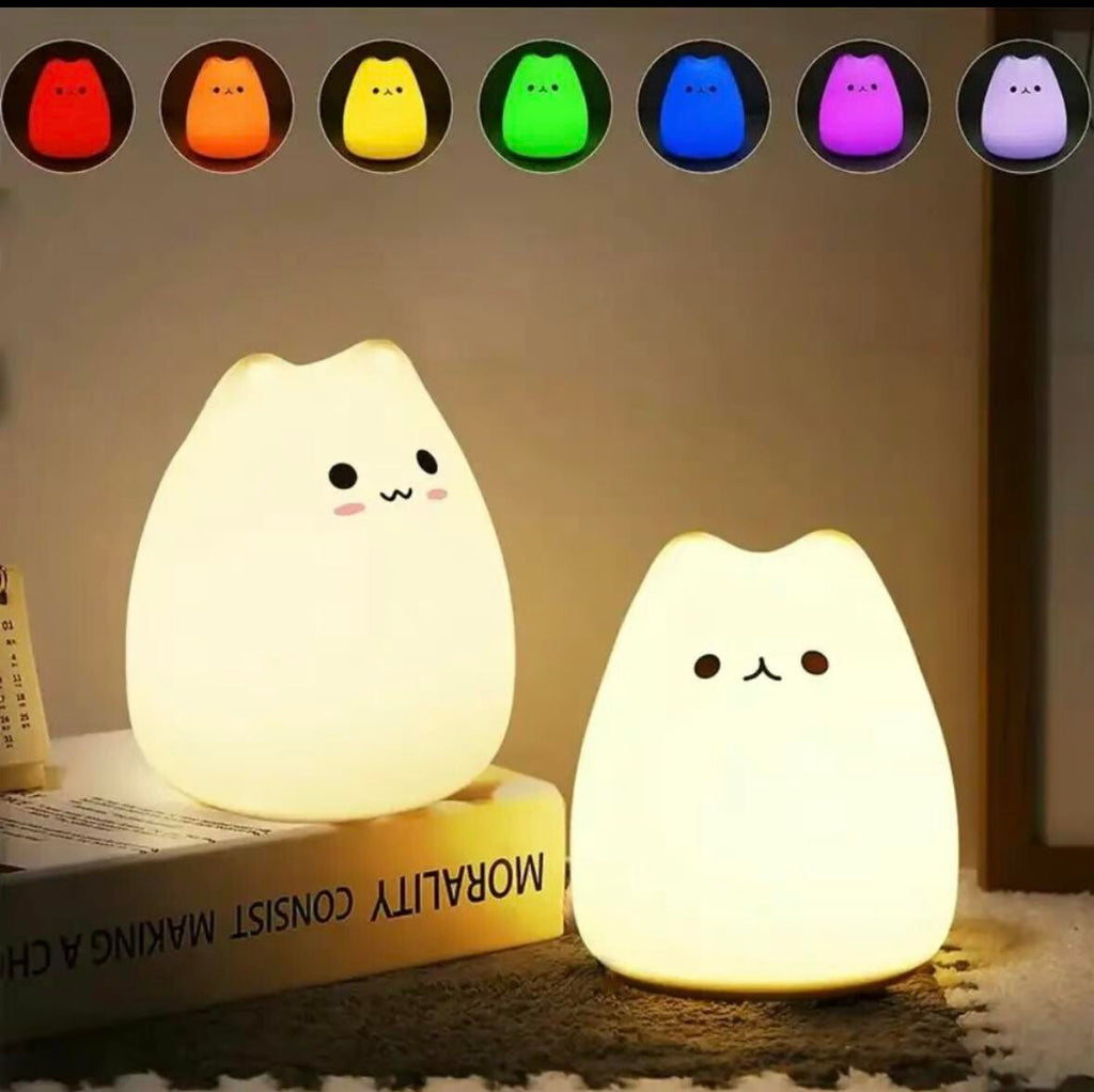 Adorable Cat Design Color Changing Night Light - 7 Soothing Colors for a Cozy Sleep