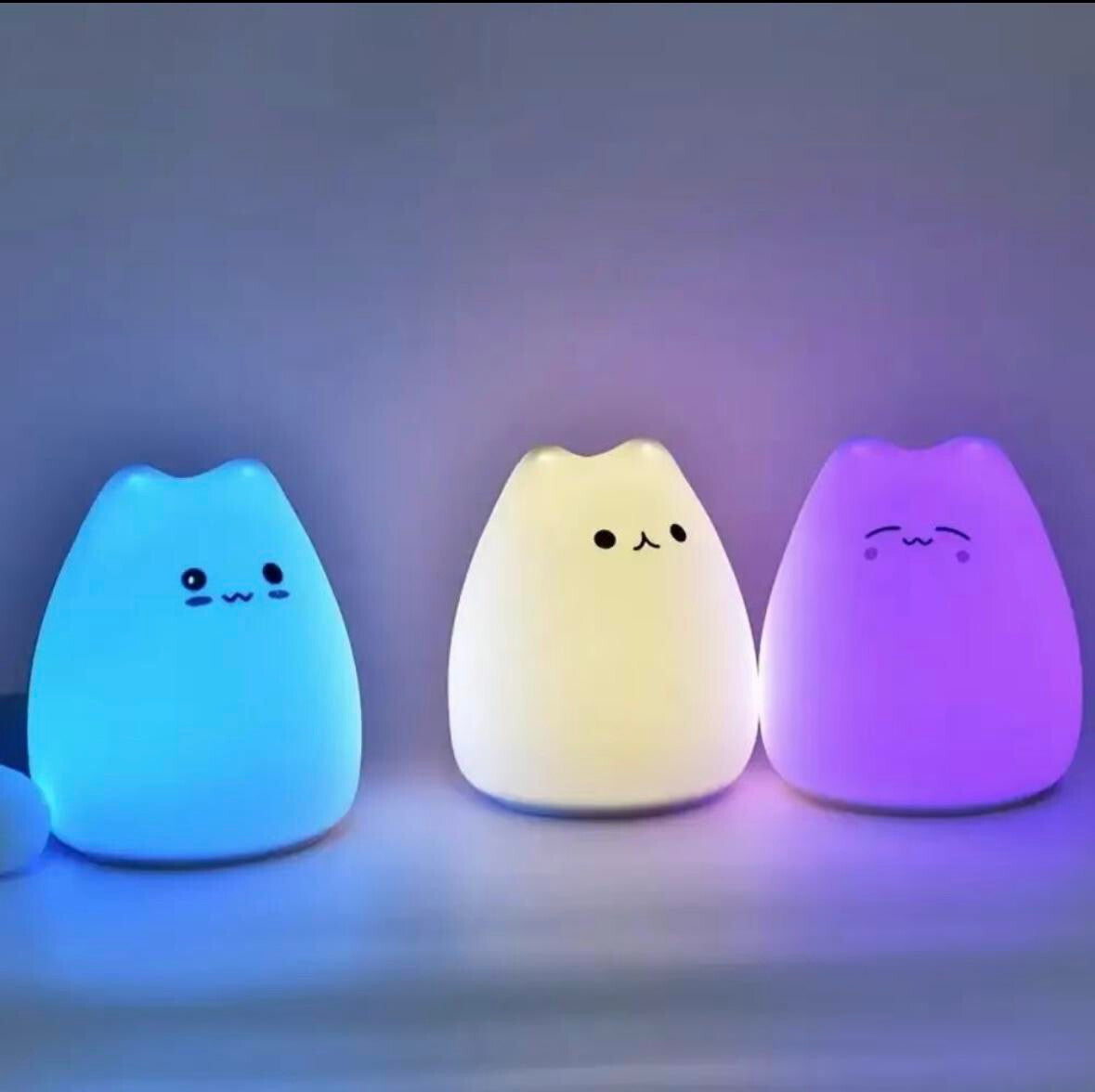 Adorable Cat Design Color Changing Night Light - 7 Soothing Colors for a Cozy Sleep